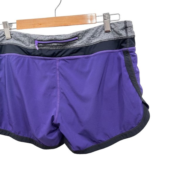 Lululemon Athletic Shorts Purple Black Back Zip Yoga Shorts Size 10 - Picture 6 of 8